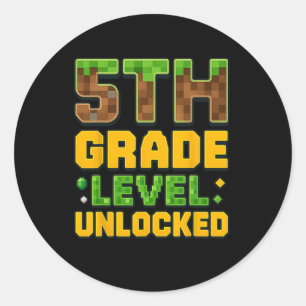 Ck To School 5th Grade Boys Gamer First Day Of Fif Classic Round Sticker