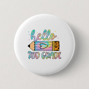 Ck To School Hello 2nd Grade Leopard Tie Dye Penci 6 Cm Round Badge