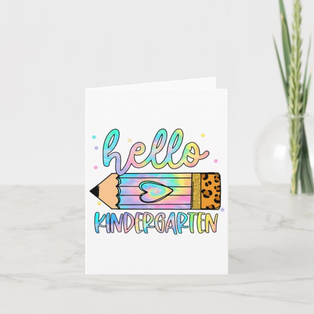 Ck To School Hello Kindergarten Leopard Tie Dye Pe Card (Front)
