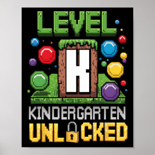Ck To School Kindergarten Level Unlocked Gamer Kid Poster