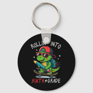Ck To School Rollin' Into 6th Grade T-rex Skateboa Key Ring