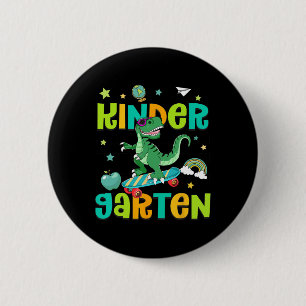 Ck To School Rollin Into Kindergarten T-rex Skateb 6 Cm Round Badge