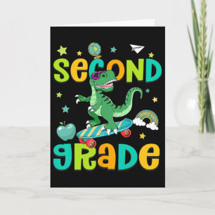 Ck To School Rolling Into 2nd Grade T-rex Skateboa Card