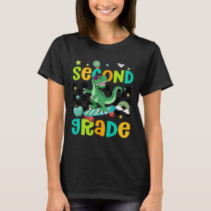 Ck To School Rolling Into 2nd Grade T-rex Skateboa T-Shirt