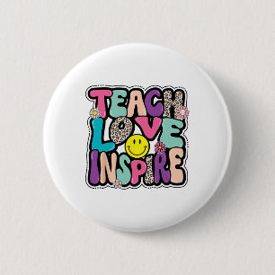 Ck To School Teach Love Inspire Retro Teachers Wom 6 Cm Round Badge