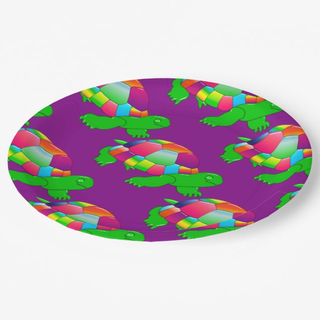 CKC Lil Glass Turtle, Purple-Paper Party Plates (Angled)