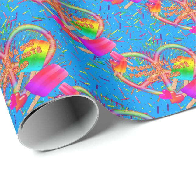 CKC-Peace, Love and Popsicle's, Blue-Gift Wrapping Paper (Roll Corner)