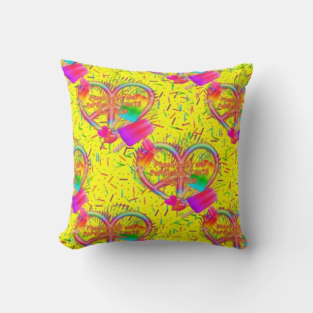 CKC-Peace,Love and Popsicle's-Yellow Sq Pillow (Front)