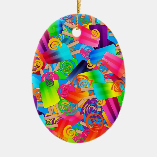 CKC Popsicle Swirls Blue,Oval Ornament (Front)