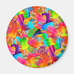 CKC Popsicle Swirls Orange-ROUND MAGNET