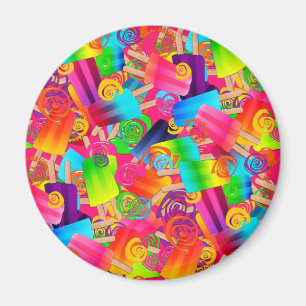 CKC Popsicle Swirls Pink-ROUND MAGNET