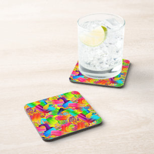 CKC Popsicle Swirls,Yellow-Plastic Drink Coasters