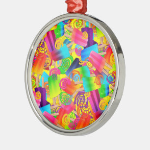 CKC Popsicle Swirls, YELLOW-Prem.Round Ornament