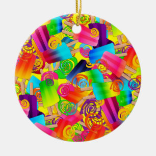 CKC Popsicle Swirls,Yellow-ROUND ORNAMENT