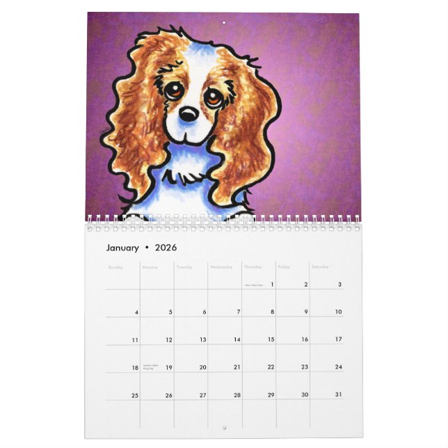 CKCS King Charles Spaniels Off-Leash Art™ Vol 1 Calendar (Jan 2026)