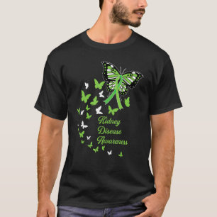Ckd Kidney Disease Awareness Green Butterflies Rib T-Shirt