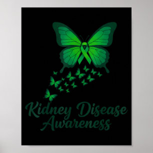 CKD Kidney Disease Awareness Green Ribbon Cute Poster