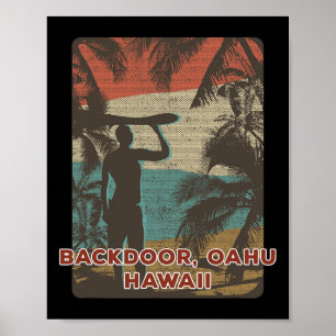 Ckdoor Oahu Hawaii Vintage Surfing Beach Coconut T Poster