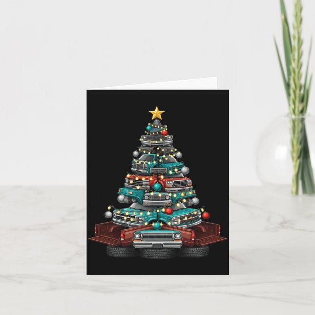 Ckup Truck Christmas Tree Funny Clic Car Graphic M Card (Front)