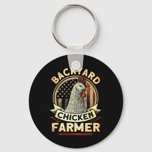 Ckyard Chicken Farmer 4th Of July Usa Flag  Key Ring