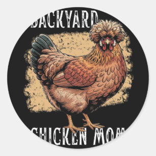 Ckyard Chicken Mum Polish Hen Design Vintage Farmh Classic Round Sticker