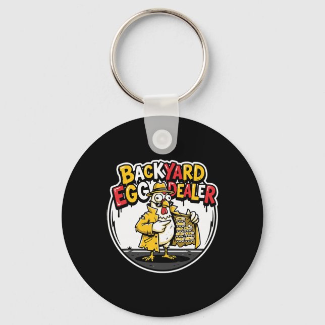 Ckyard Egg Dealer Funny Chicken Design  Key Ring (Front)
