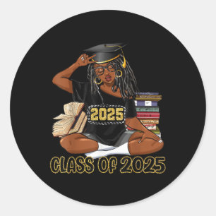 Cl Of 2025 African American Women Black Girl Gradu Classic Round Sticker