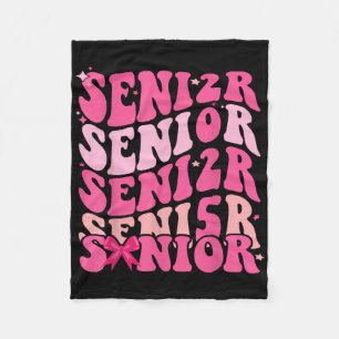 Cl Of 2025 Coquette Graduation Pink Bow Senior 202 Fleece Blanket