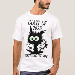 Cl Of 2025 Funny Black Cat T-Shirt