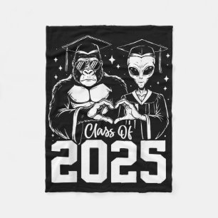 Cl Of 2025 Graduation Funny Bigfoot Alien Graduate Fleece Blanket
