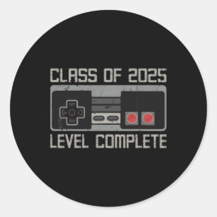 Cl Of 2025 Level Complete Senior Graduation Gamer  Classic Round Sticker