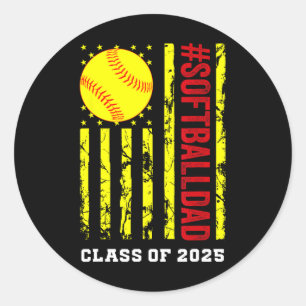 Cl Of 2025 Softll Dad Senior Graduation Graduate M Classic Round Sticker