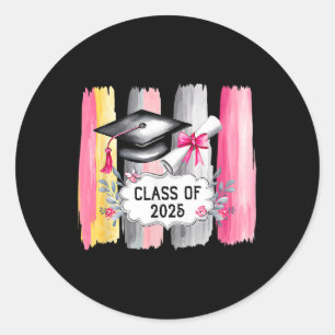 Cl Of 2025 Women Graduation Senior High School Col Classic Round Sticker