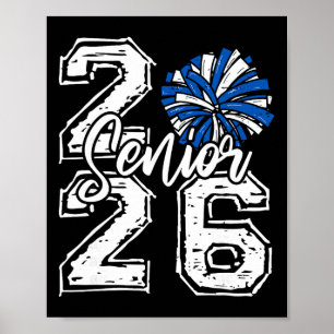 Cl Of 2026 Cheer Senior 2026 Blue Pom Pom Cheerlea Poster