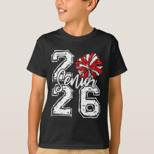 Cl Of 2026 Cheer Senior 2026 Red Pom Pom Cheerlead T-Shirt