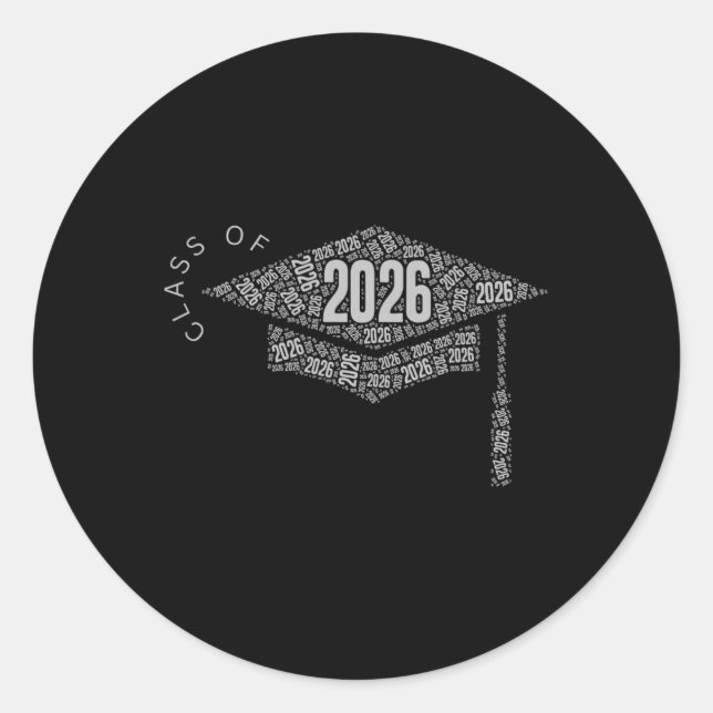 Cl Of 2026 Graduation Cap  Classic Round Sticker (Front)