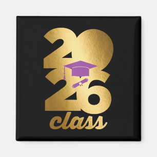 Cl Of 2026 Graduation Golden Numbers Cap Diploma P Magnet
