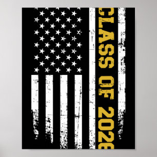 Cl Of 2026 Graduation Us Vintage Flag Poster
