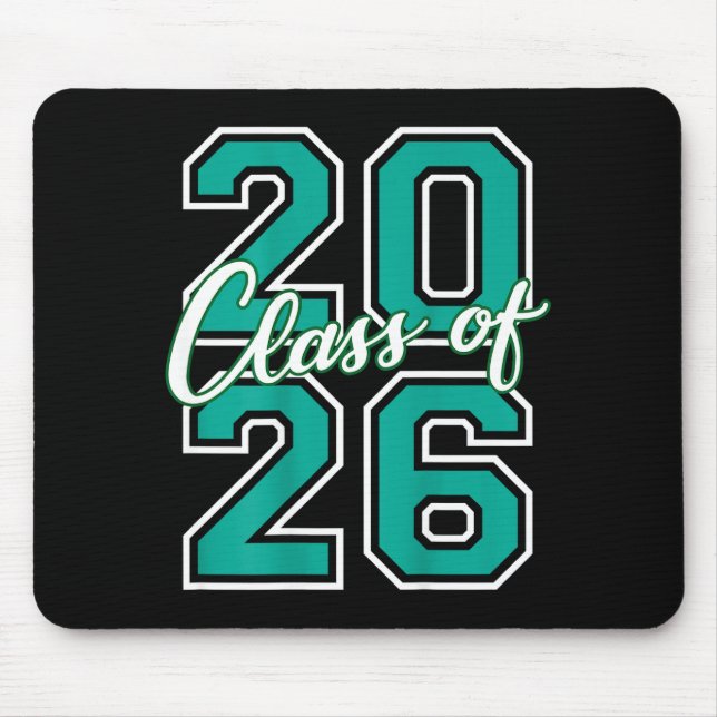 Cl Of 2026 Graduation Varsity Teal And White On Th Mouse Pad (Front)