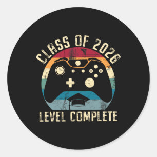 Cl Of 2026 Level Complete Video Gamer Senior Gradu Classic Round Sticker