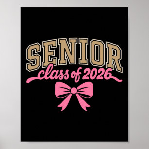 Cl Of 2026 Pink Coquette Bow Senior Graduation Poster
