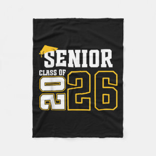 Cl Of 2026 Senior 26 High School Graduation Black Fleece Blanket