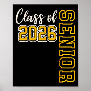 Cl Of 2026 Senior 26 High School Graduation Black  Poster