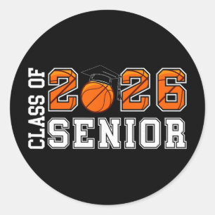 Cl Of 2026 Senior Basketball Player Basketball Sen Classic Round Sticker