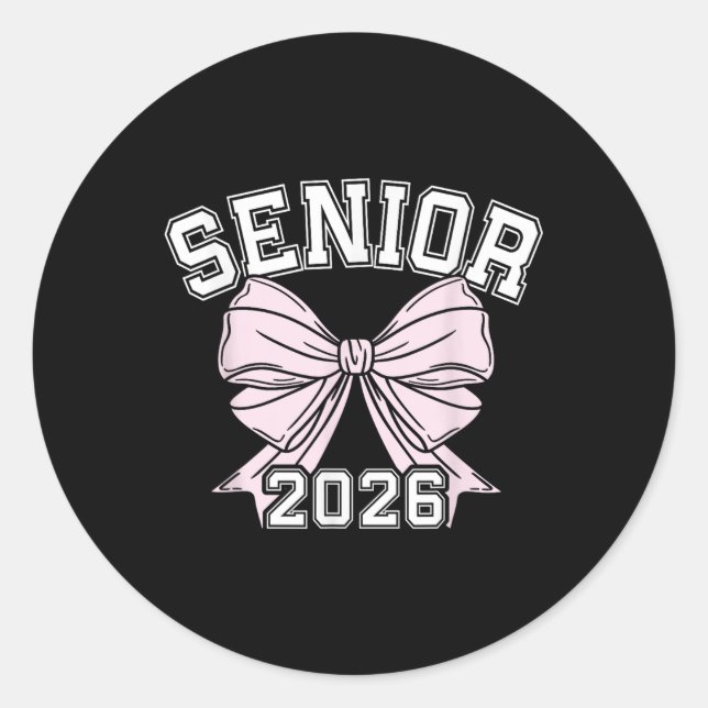 Cl Of 2026 Senior Coquette Bow Aesthetic  Classic Round Sticker (Front)
