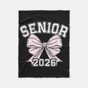 Cl Of 2026 Senior Coquette Bow Aesthetic Fleece Blanket