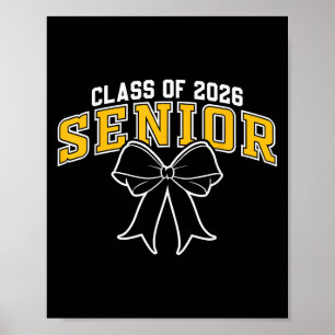 Cl Of 2026 Senior Graduation Black Gold Coquette B Poster
