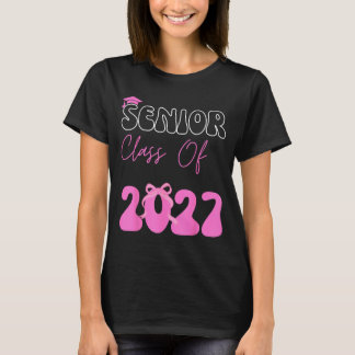 Cl Of 2027 Senior 2027 Coquette Pink Bow T-Shirt