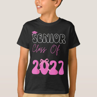 Cl Of 2027 Senior 2027 Coquette Pink Bow T-Shirt