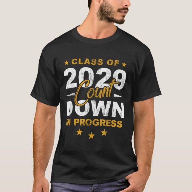 Cl Of 2029 Count Down Graduating Fun First Day 8th T-Shirt (Front)